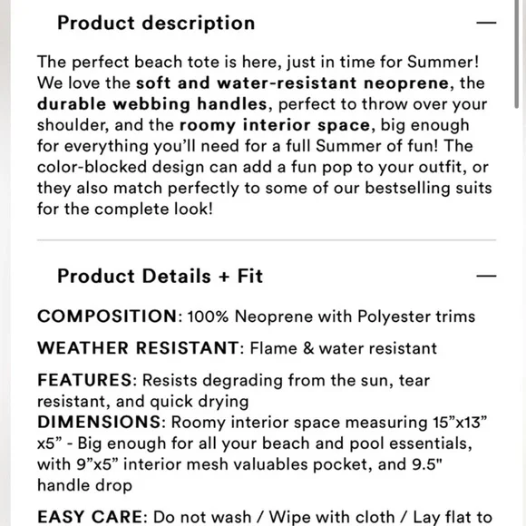 ❤️ NWT NEOPRENE SUMMERSALT BEACH TOTE. PINK AND RED. - Picture 8 of 8